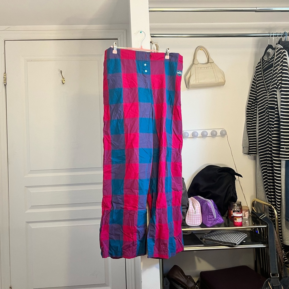 Kids Checkered Pants - Pink and Blue